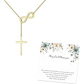 BEILIN Infinity Cross Necklace Dainty 18k Gold Plated Faith Cross Pendant Simple Christian Jewelry Gift for Women