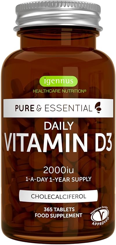 Igennus Pure Vitamin D3 2000IU 365 Tablets Clean Label Vegetarian