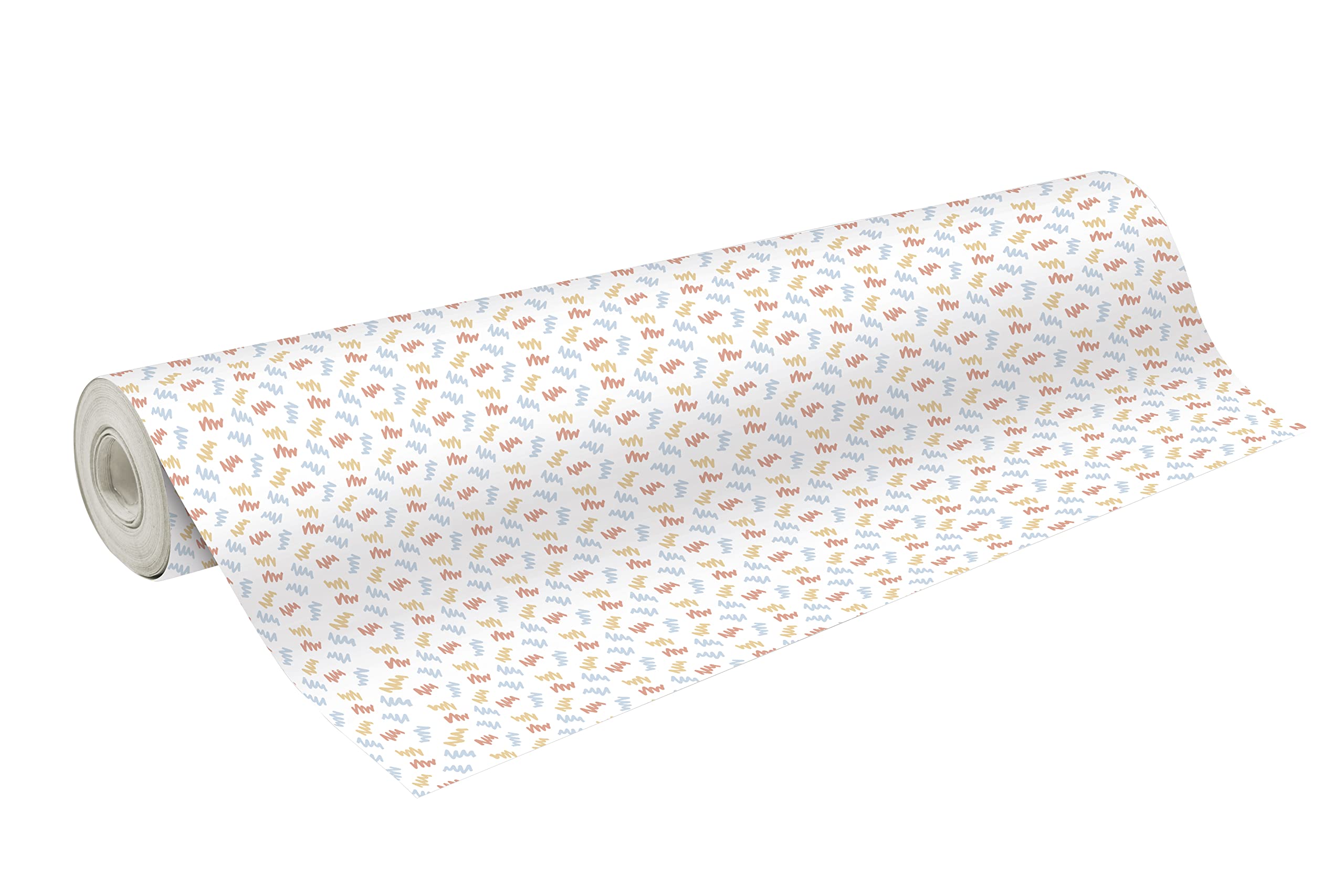 Clairefontaine 211941C - A Roll of Wrapping Paper - 60g Wedding Ring - Dimensions: 50x0,70m - Pattern: Zig Zag, Blue/Orange/Yellow Gift wrapping, special length