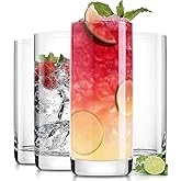 LUNA & MANTHA Highball Glasses Set of 4, 13 OZ Drinking Glass, Lead-Free Crystal Water Glassware, Tall Glass Cups for Mojito, Tom Collins, Cocktail, Home Bar