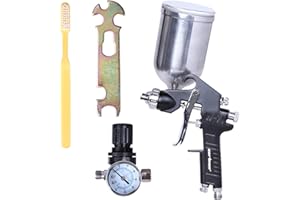 CARTMAN Professional HVLP Spray Gun W-71, Aluminum Cup 13.6 oz Capacity, 8-10 CFM (Cubic feet per Minute), Optimal Working Pressure 4.0bar/57psi, Nozzle Size:1.5mm with Air Regulator