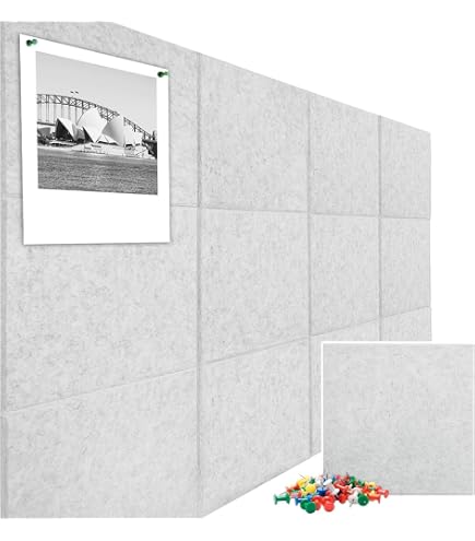 Tableau D'affichage Mural Lot 4 Tableaux Feutre Affichage - 43x20cm Épaisseur 9mm | Surface Autocollante | Organisation Bureau Mural Tableau Décoration Mural