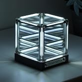 Infinity Cube Light with Display Case, 4D Abyss Mirror LED Decor, White | 2-in-1 Lighted Display Case, Touch Stepless Dimming, 3mm Optic PMMA, 2000mAh USB-C Battery, Eye-Friendly Light for Any Space
