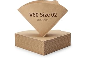 V60 Coffee Filters Size 02, 200/300 / 400 Count, Unbleached Natural & White Disposable Cone Paper Filters for Pour Over Coffe
