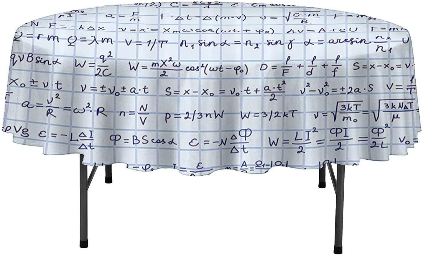 Aishare Store Blue Decor Waterproof Tablecloth School Decor Science Theme Hand Written Physics Formula Lesson Notes Illustration Table Cover for Kitchen Dinner Table D35 Inch Blue