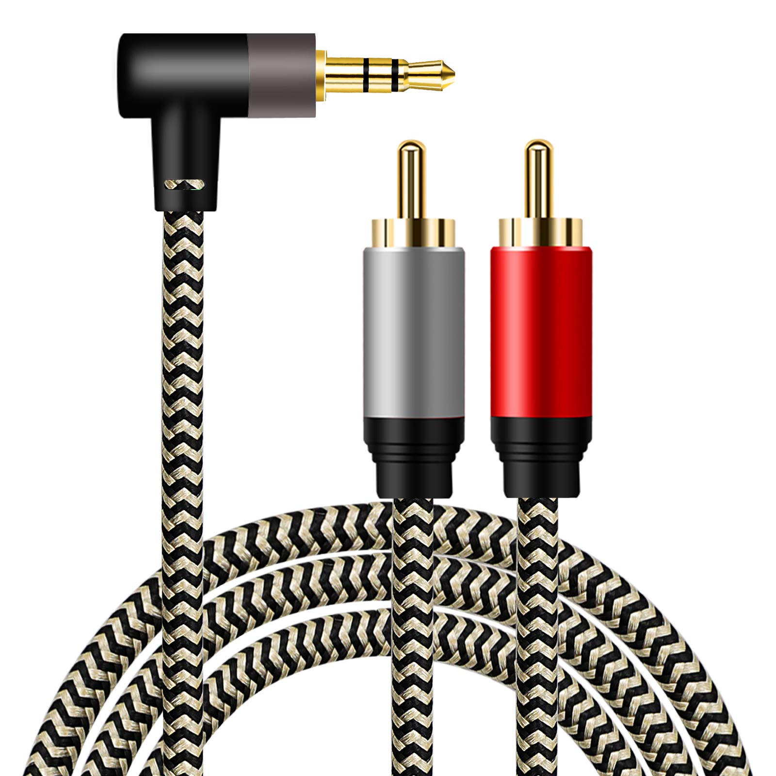 3.5mm to 2RCA Audio Cable 6M,Hanprmeee [Dual Shielded Gold-Plated] 3.5mm Male to 2RCA Male Stereo Audio Adapter Coaxial Cable Nylon Braided AUX RCA Y Cord for Smartphones,MP3,Tablets,HDTV.(6M/20FT)