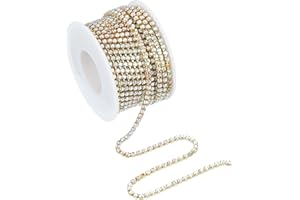 PATIKIL 10 Yard Crystal Rhinestone Close Chain Trim, 4mm Crystal Claw Cup Chain Trim String for Sewing Craft DIY Decoration J