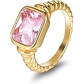 Melhill Pink Cubic Zirconia Cocktail Ring Gold Plated Vintage Statement Jewelry for Women