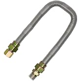 Midwest Hearth 3/4 Whistle Free Gas Flex Line for Fire Pit, 24 in | Stainless Steel Construction, NG &amp; LP Compatible, Indoor/Outdoor Use, 3/4-Inch MIP and 3/4-Inch FIP Fittings, 3/4-Inch ID
