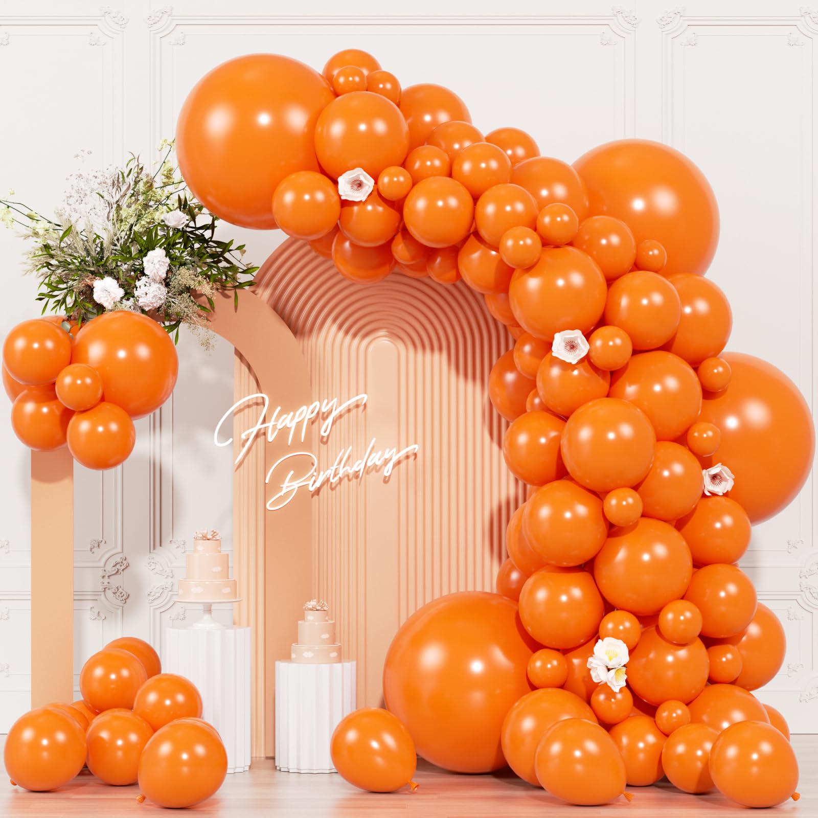 104pcs Orange Balloons - 18/12/10/5 Inch Orange Latex Balloons Garland Arch Different Sizes Pack for Birthday, Halloween, Thanksgiving and Fall Party Decorations