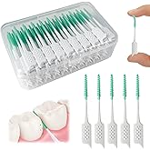 WQINX Dental Floss Picks Soft Silicone interdental Brush, Braces Brush, Floss Picks for Teeth, Disposable interdental Brush, Suitable for Cleaning Teeth Health(Green, 160pcs)