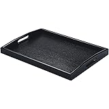 JPCRAFT Rectangle Wooden Serving Tray Breakfast Tray with Handles, Black, 15.75 by 11-Inch