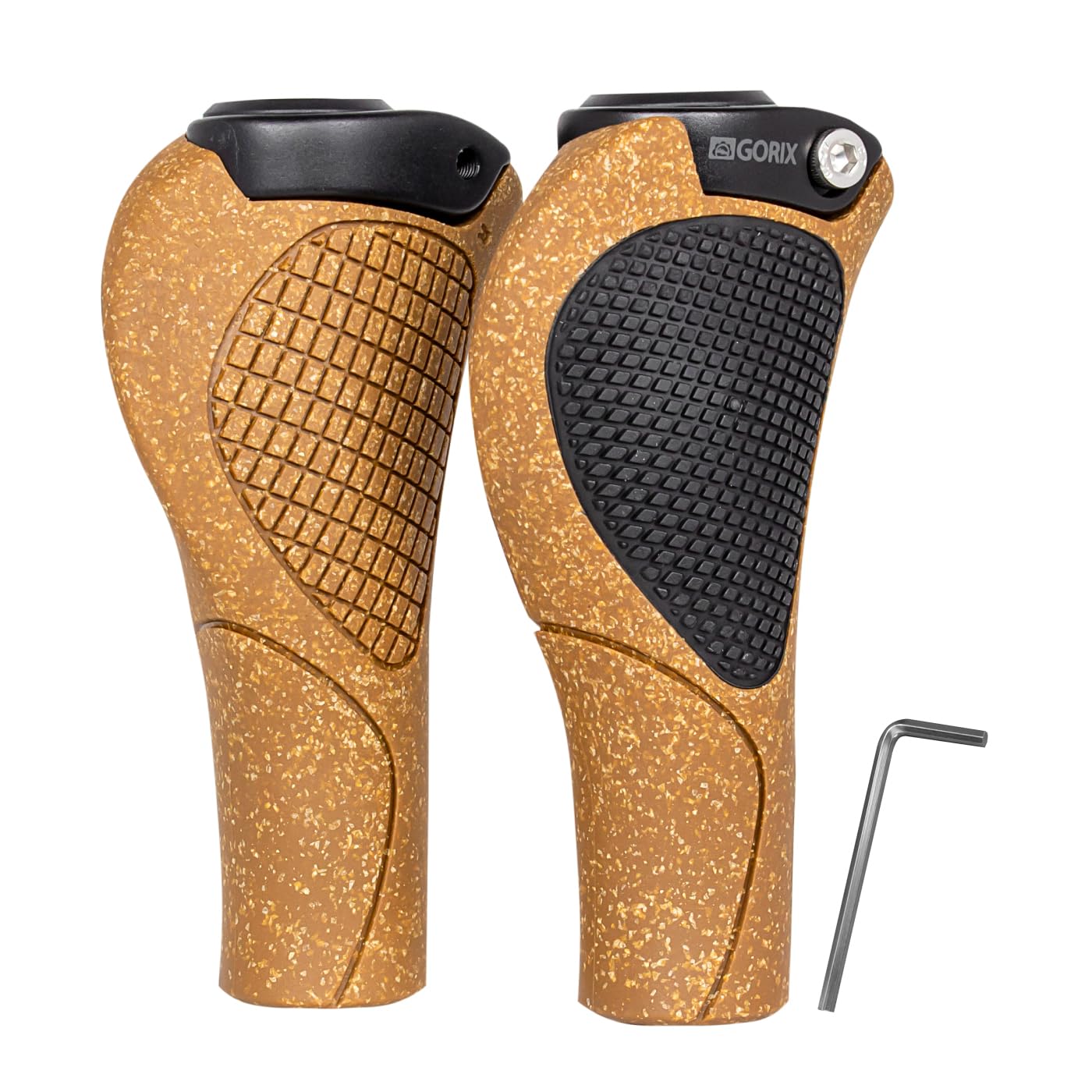 GORIX Bike Ergo Grips Cork Bar End Lock On Handlebar Mountain Bicycle MTB (G.Oak)