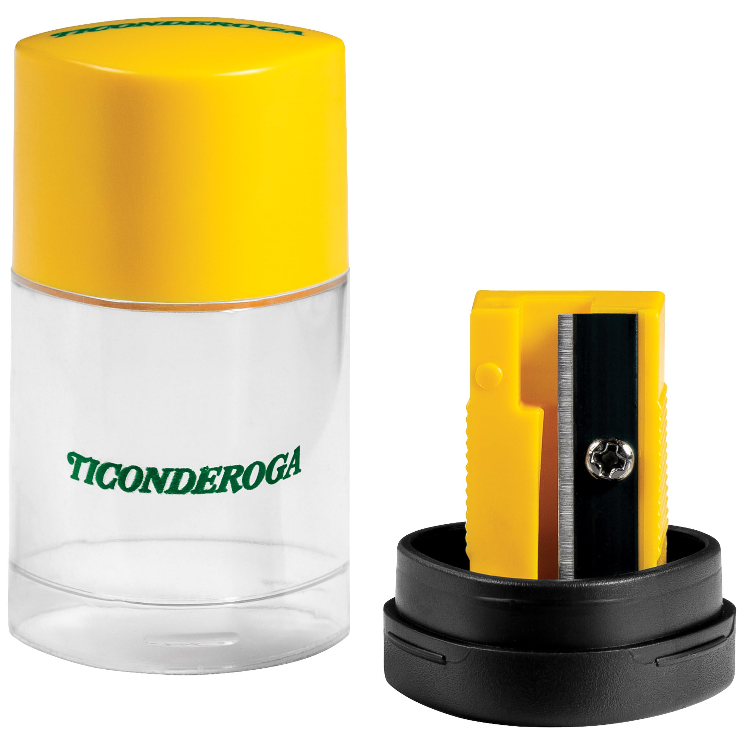 Ticonderoga Duo 2-in-1 Pencil Sharpener & Eraser, Yellow, 6 Count