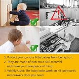 DIWUJI 12Pcs Child Safety Cupboard Locks Invisible Adhesive No Drilling White view 4