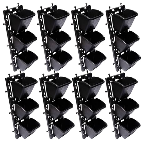 BIO BLOOMS AGRO INDIA PRIVATE LIMITED Stainless Steel Hanging Pot, Black, Standard, Pack of 8 Frame with 24 Pots