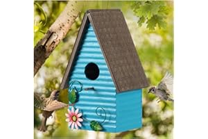 handrong Blue Bird Houses for Outside,Blue Birdhouses for Outdoors,Bluebird House,Hummingbird House,Wood Bird Nest,Wooden Bird Box,Bird Gifts for Bird Lovers