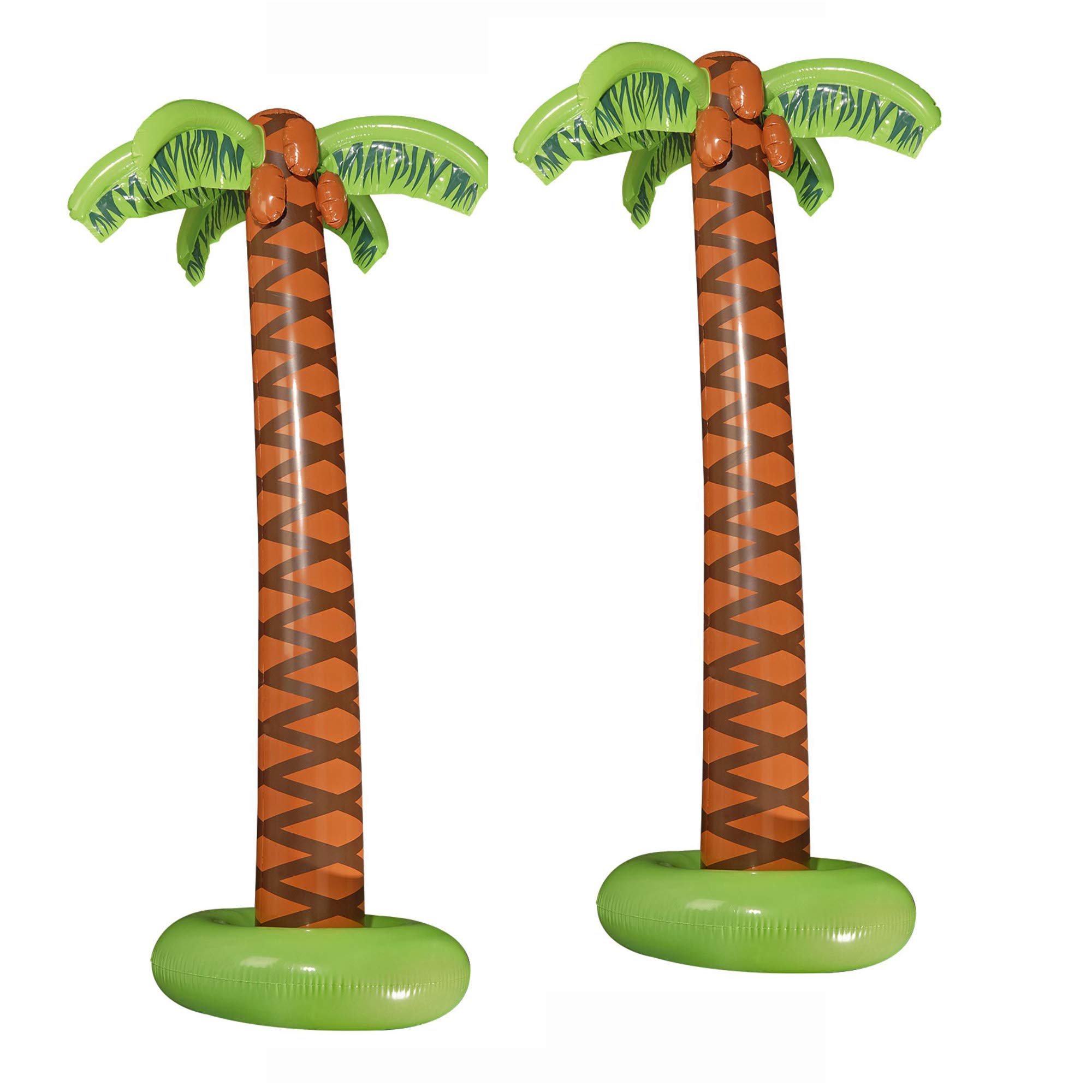Widmann 10136169B Inflatable Palm Trees, Pack of 2, Height Approx. 180 cm, Beach Party, Decoration, Theme Party, Carnival