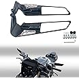 Xintre Motorcycle Mirrors with LED Turn Signal, Large Size Rotating Stealth Rearview Mirror, Universal 8mm 10mm Wind Wing Side Mirrors Compatible with Duke 390 Yamaha MT-07 Kawasaki Z400 Z650 Z900
