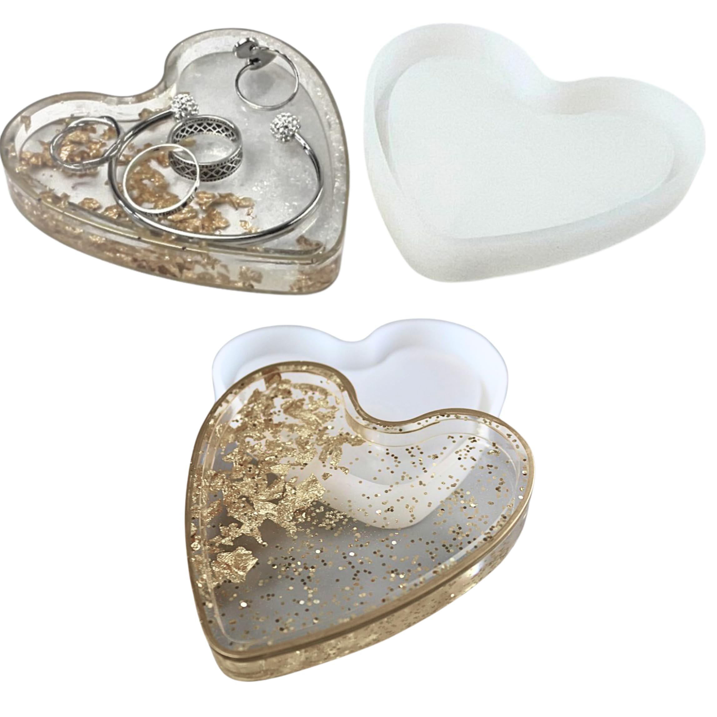 O.A. Heart Shaped Trinket Mould for Decoration Jewellery Keys Storage Dish Plate Tray Bowl UV Wax Casting Epoxy Resin Silicone Mold Rubber