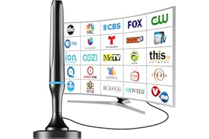 DGUPSP Digital TV Antenna for Smart Tv Indoor TV Antenna for Tv Without Cable with Strong Magnetic Base, 360° Reception HD Antenna for TV Indoor 4k -10FT Long Cables（Blue-17406）