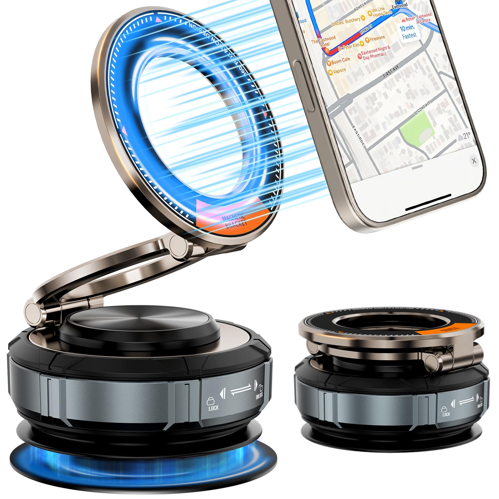 TFMIMT Magnetic Car Phone Holder for Mag-Safe [108+LBS Suction & 3200gf Magnetic] 360° Adjustable Ultra Suction Cup Phone Holders for Your Car/Gym/Mirror, Car Mount for iPhone & Android