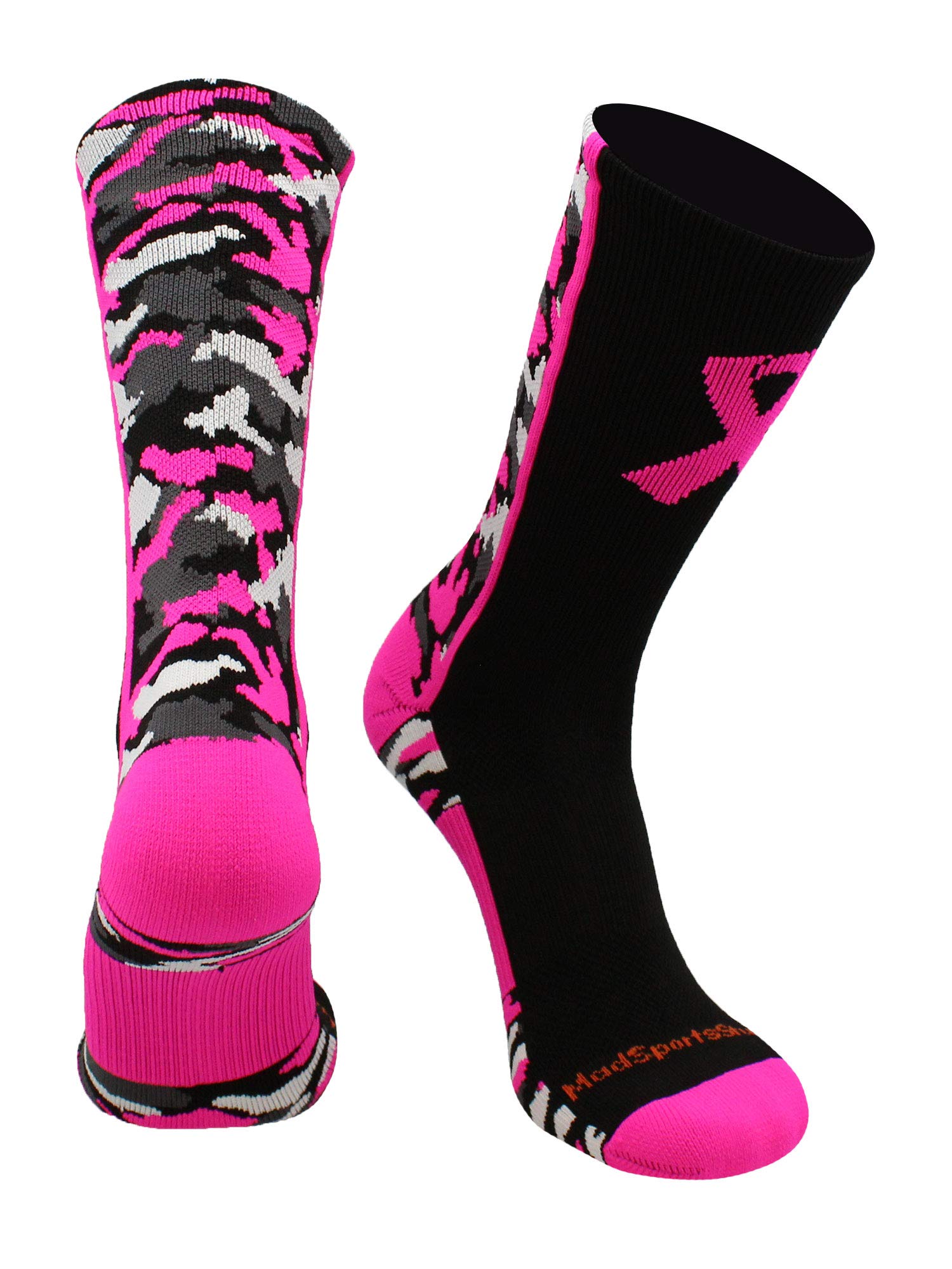 Calcetines de camuflaje Pink Ribbon Awareness (negro/rosa neón, grande)