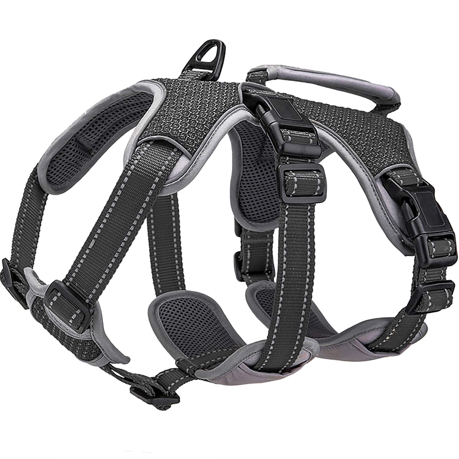 BELPRO Multi-Use Support Dog Harness, Escape Proof No Pull Reflective Adjustable Vest with Durable Handle, Dog Walking Harness for Big/Active Dogs (Black, S)