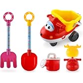 Super Wings Beach Toys Sand Toys Toys Playset - Beach Toy for Kids Age 3-5 - Sandbox Toy 6 Pieces Including Shovel, Rake, Watering Can, Sand Trucks Set and 2 Sand Molds