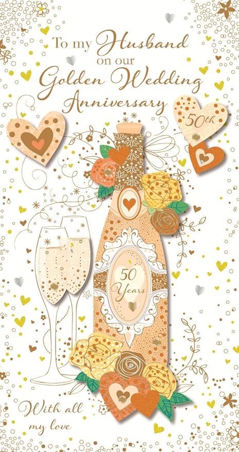 Husband Golden 50th Wedding Anniversary Greeting Card By Talking Pictures Cards Amazon Co Uk Office Products