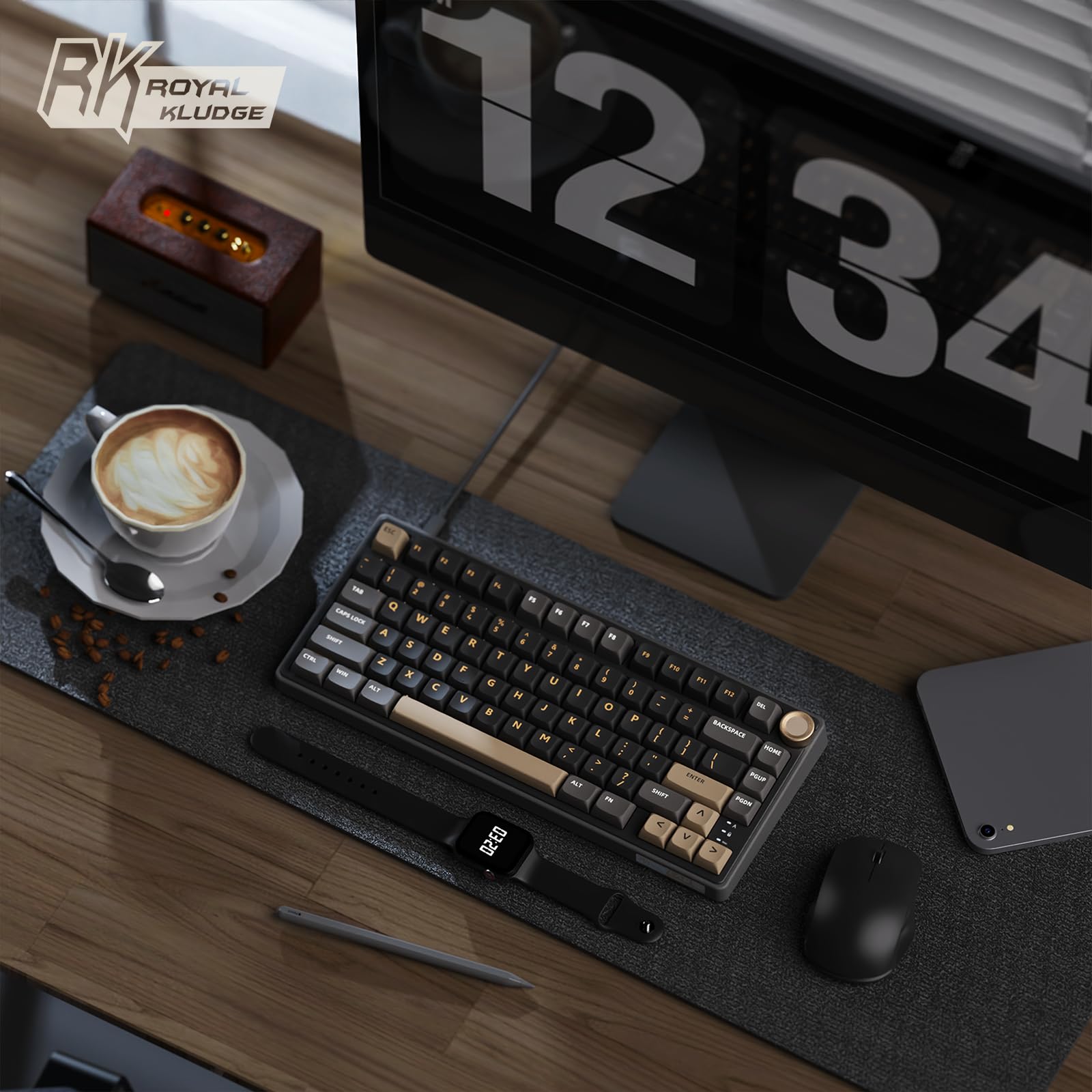 RK ROYAL KLUDGE R75 Wired Gaming Keyboard with Volume Knob, 75% Mechanical Gaming Keyboard Custom Gasket Mount with MDA Profile PBT Keycaps, QMK/VIA, Hot Swappable Silver Switch, Black