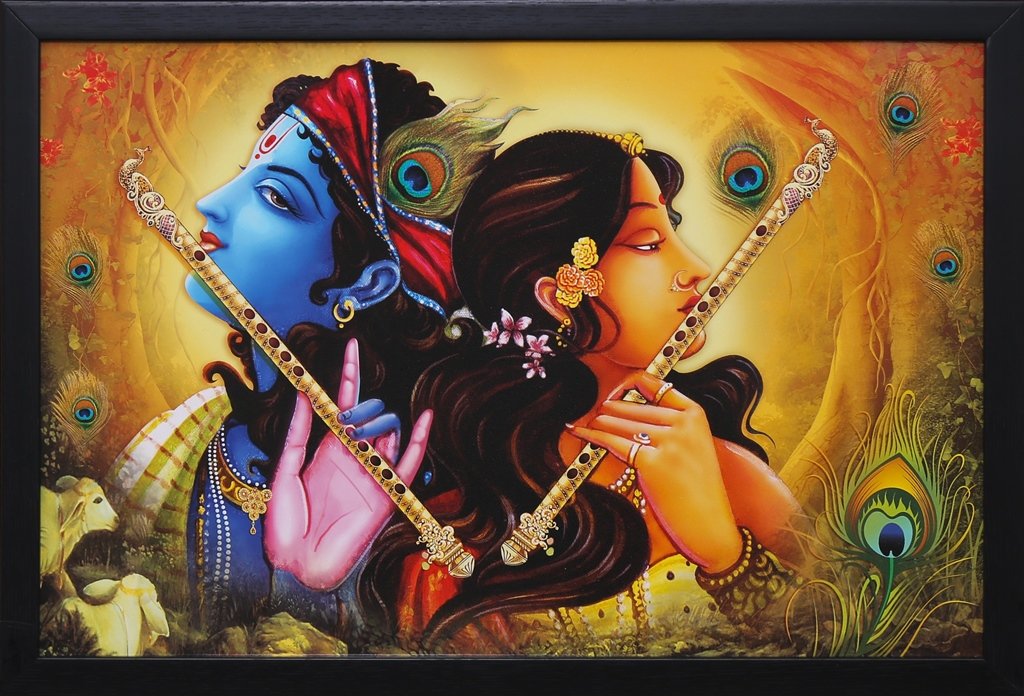 PAF Radha Krishna Wall Painting With Frame for Home Decoration (size 12 x  18 inch): Amazon.in: Home &amp; Kitchen