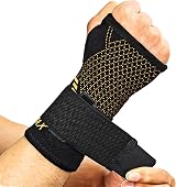 INDEEMAX Copper Infused Wrist Support Sleeve Pair Adjustable Strap Left Right
