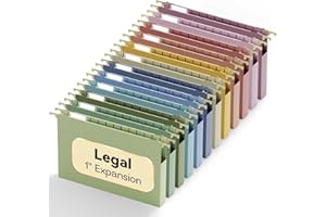 NORDUN Plastic Hanging File Folders Legal Size,Heavy Duty 1" Expandable Filing Cabniet Folder with Tabs,12 Pack Sturdy Hang F