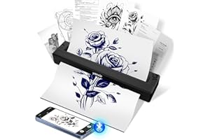 YANXIO Tattoo Stencil Printer for Beginners & Artists, Wireless Thermal Tattoo Printer Machine With 10pcs Thermal Paper & 3Pcs Transfer Papers, Portable Tattoo Machine, Support Android, iOS, Windows, MacOS
