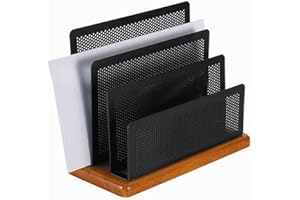 Rolodex Mini Sorter, Three Sections, Metal/Wood, 7.5-Inch x 3.5-Inch x 5.75-Inch, Black/Cherry (Q22731)
