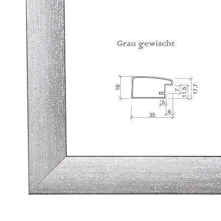 Olimp Bilderrahmen 37.5x98 cm oder 98x37.5 cm, MDF-Bilderrahmen mit Dekor Folienummantelung in Grau gewischt, 35 mm breite Le