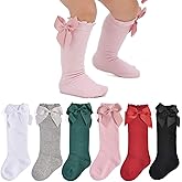 EPEIUS Baby Girls Knee High Socks Cotton Uniform Socks Tube Ruffled Stockings Newborn Infant Toddler (Pack of 3/5)