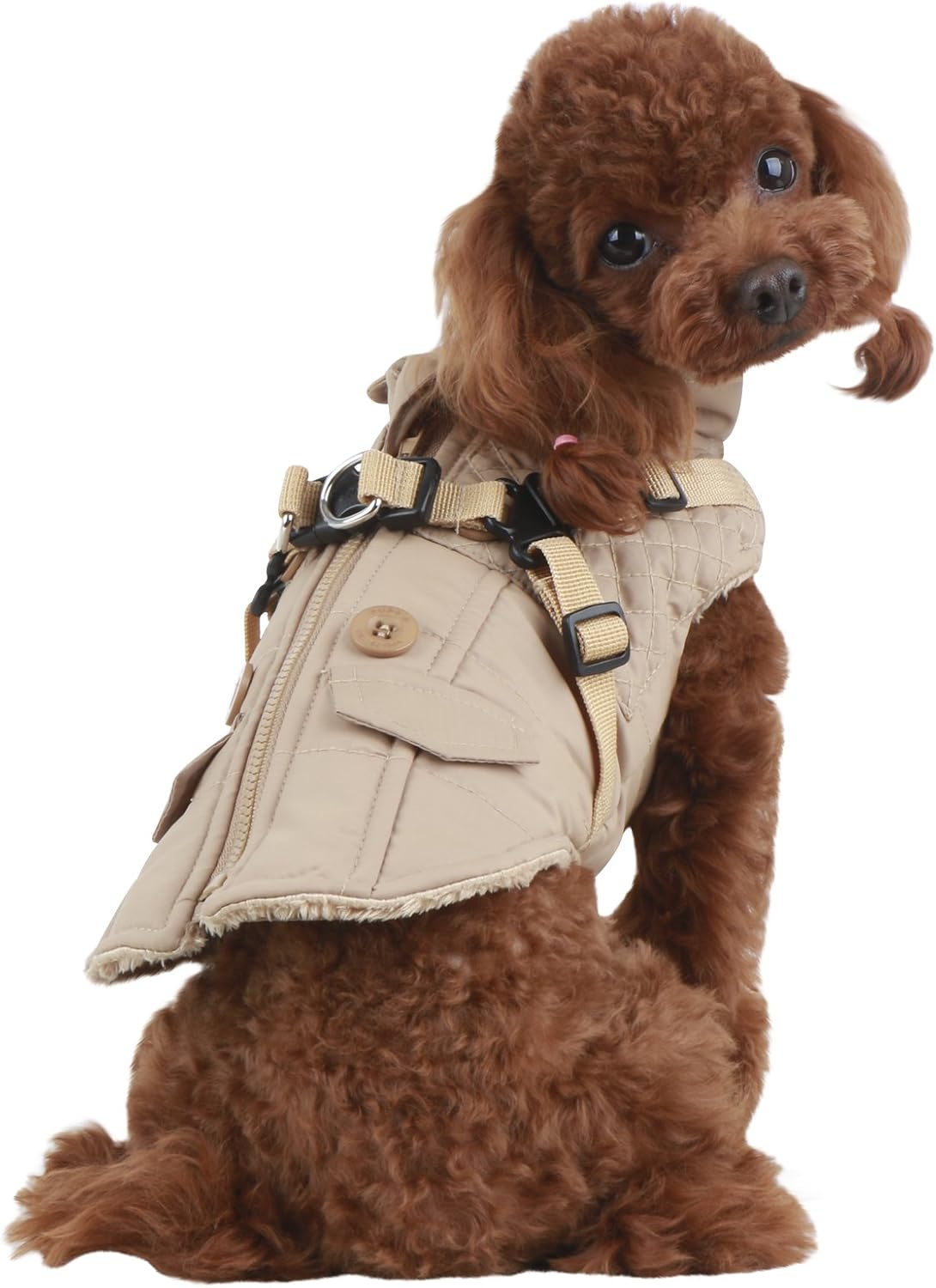 Puppia PAQD-VT1463 Wilkes Winter Coat, S, Beige - Image 4