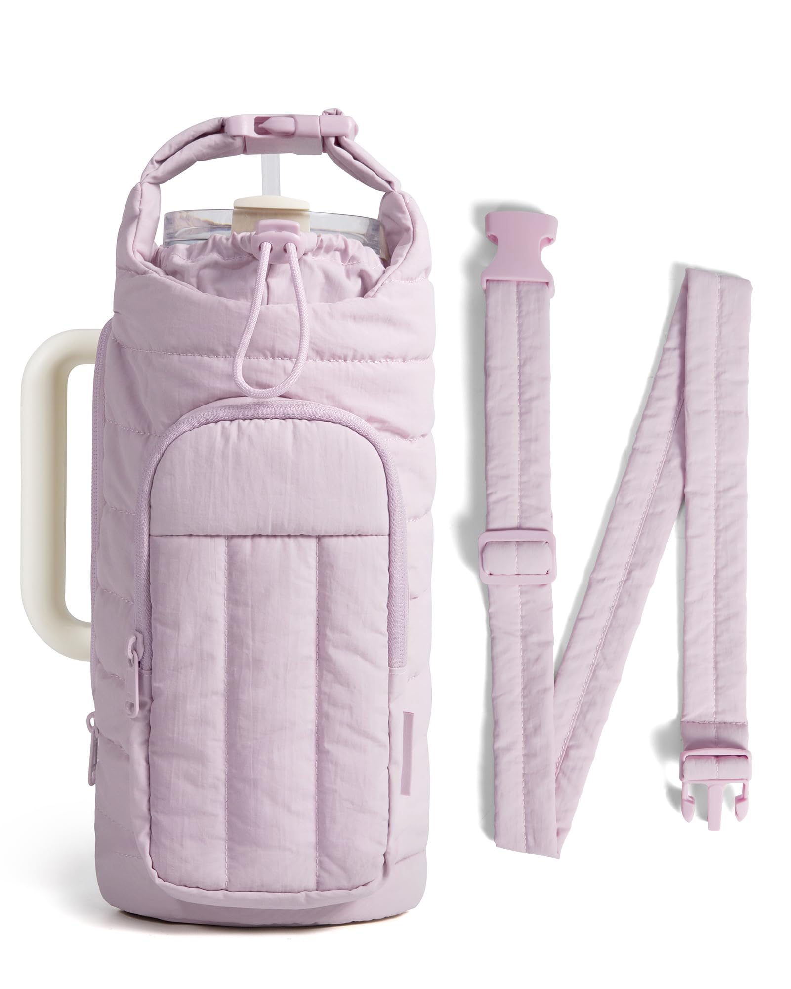 Photo 1 of BAGSMART Water Bottle Holder with Strap, 40/32 oz Gym Accessories with Phone Pocket, Sling Bag Purses for Women, Purple