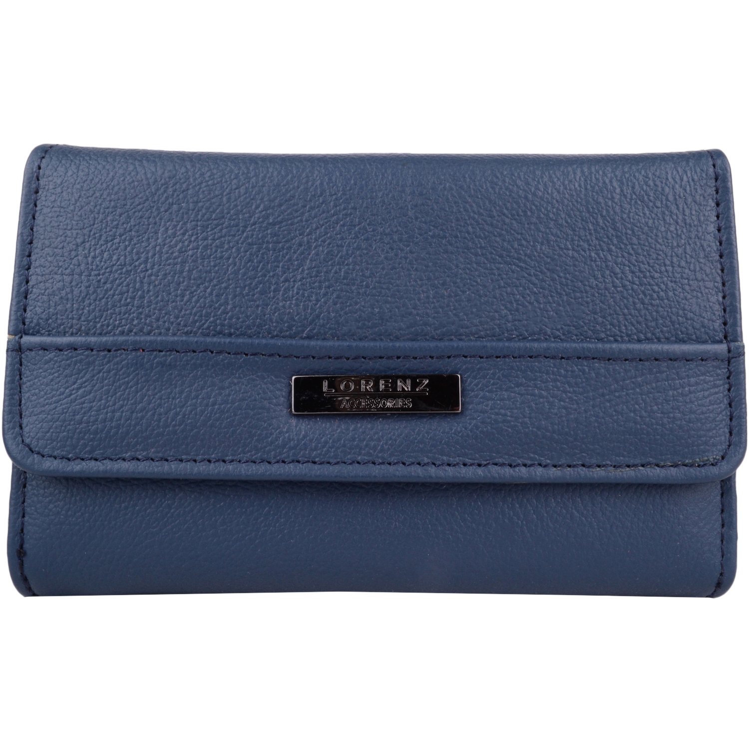 Womens Soft Leather Tri-Fold RFID Protected Money/Coin Holder/Pouch/Purse - Blue