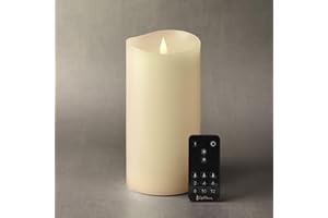 Softflame Flameless LED Candles with Remote Control, 4"x 8"Flickering 3D Moving Flame Battery Operated Candles in Real Wax Shell for Indoor Use, Home Decor Ivory