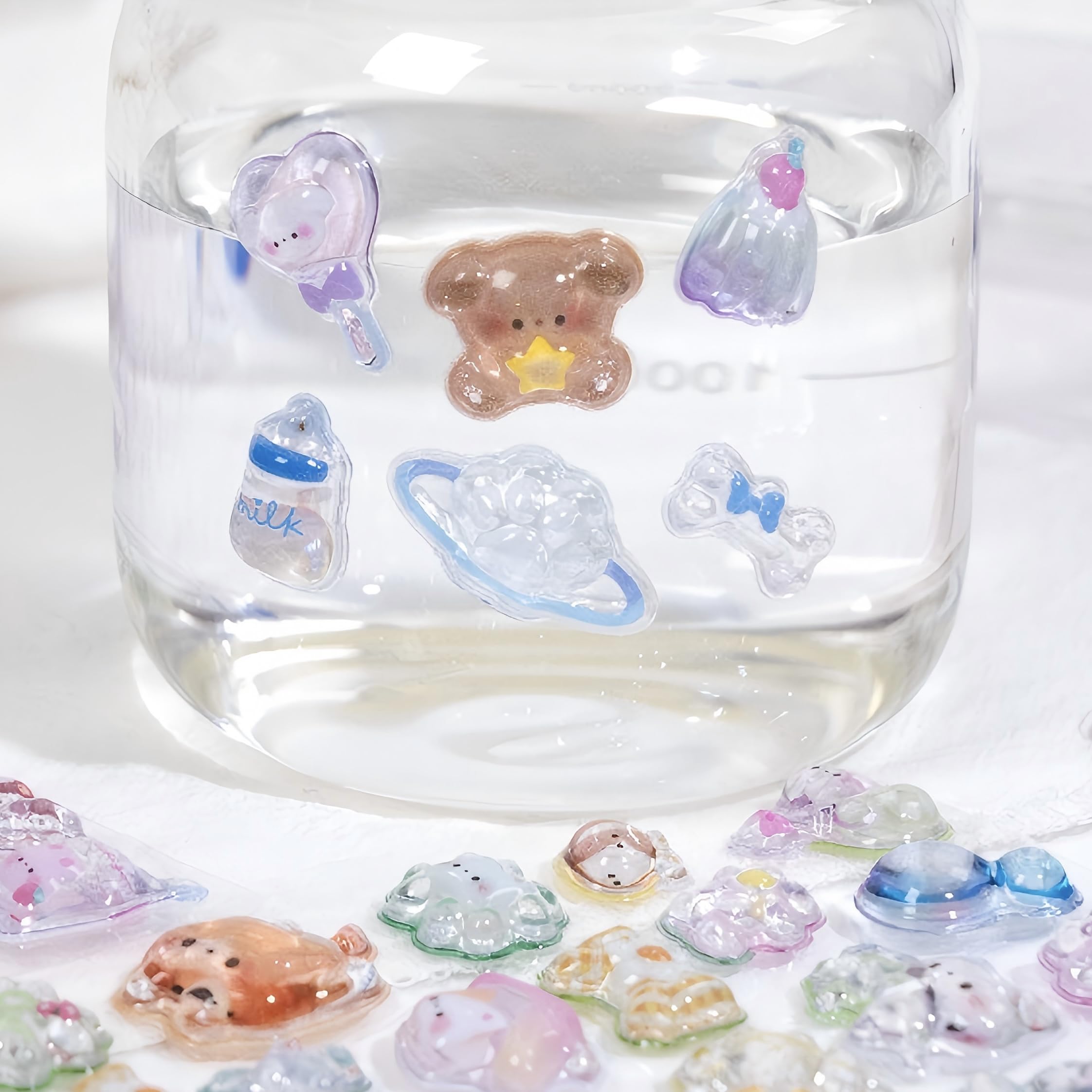 FotsvNogy ぷくぷくシール ぷっくり 立体シール 3Dシール ステッカー かわいい キラキラ おしゃれ 女の子 男の子 ごほうび 贈り物 DIY用 デコシール 手帳用 日記帳用 貼り付け可能 6枚セット