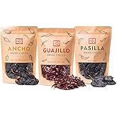 RICO RICO Dried Chile Peppers 3 Pack (12 Oz) - The Holy Trinity - Ancho, Guajillo & Pasilla Chiles for Authentic Mexican Reci