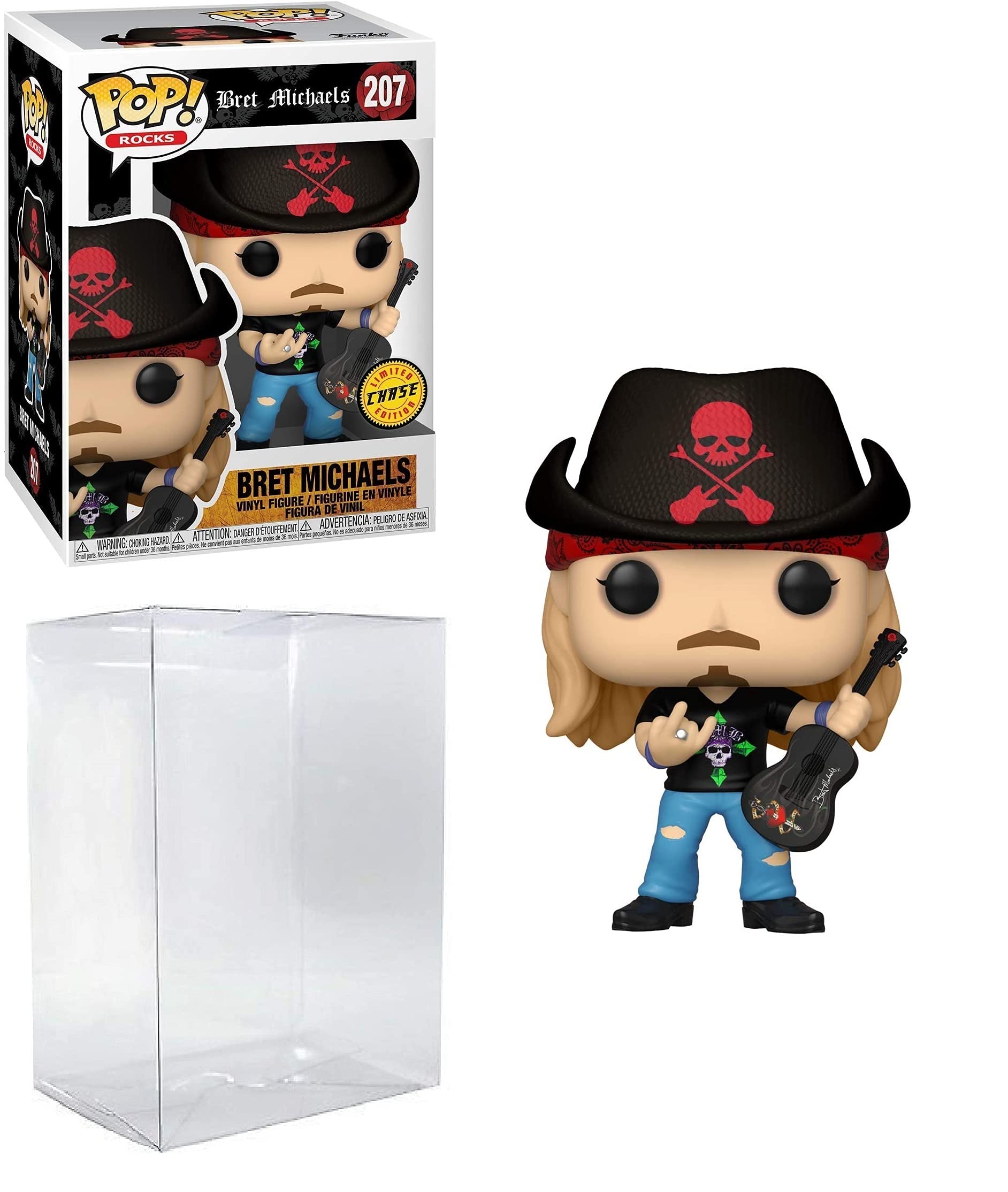 Bret Michaels Chase Edition Pop #207 Pop Rocks Vinyl Figure (Includes Compatible Ecotek Plastic Pop Box Protector Case)