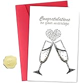 ZyvSyldrin Wedding Card for Bride and Groom, Marriage Congratulations Card, Newly Weds, with Envelope and Gold Rose Seal, 5.5" x 8.5"