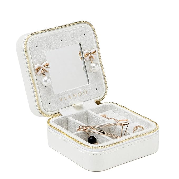 Vlando Small Travel Jewelry Box Organizer Refined Carry