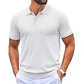 COOFANDY Mens Knit Polo Shirts Casual Short Sleeve Button Down Polo Shirt Classic Golf Shirts
