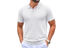 COOFANDY Mens Knit Polo Shirts Casual Short Sleeve Button Down Polo Shirt Classic Golf Shirts