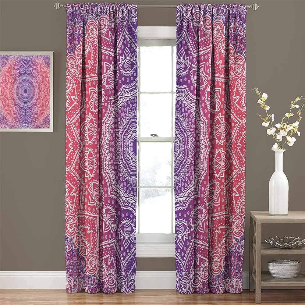 Glass Door Curtain Vintage Art in Print Ombre Myriad Realms Icon Geometry Design Picture Art Print, Set of 2 Panels (48 x 84 Inch